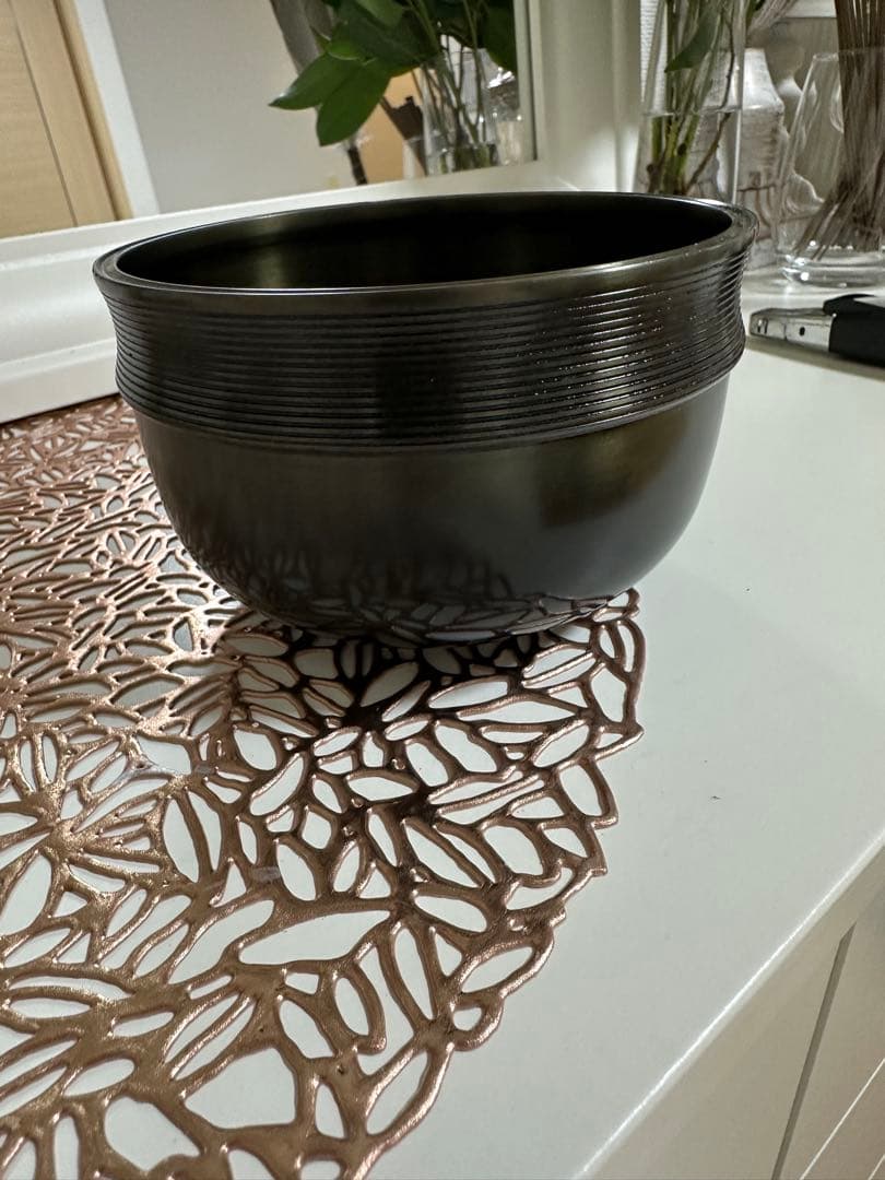 【茶道具】糸目　唐金建水