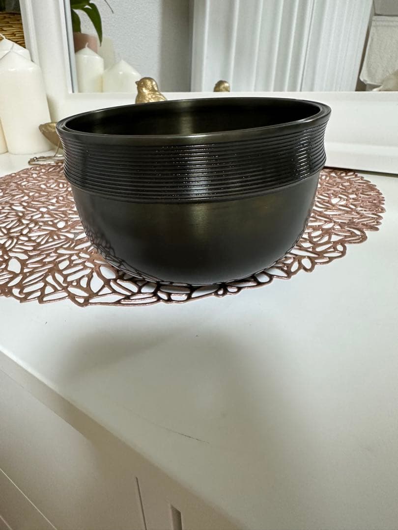 【茶道具】糸目　唐金建水