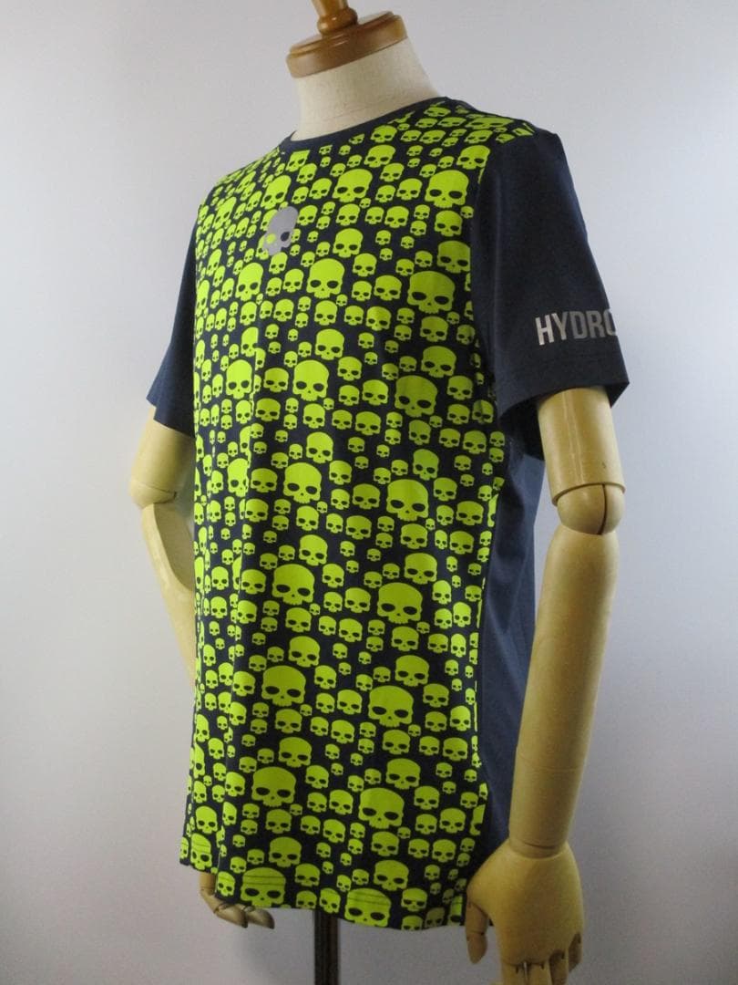 【ハイドロゲン・テニス】マルチアイコン・テックＴシャツ★L★ネイビー×イエロー