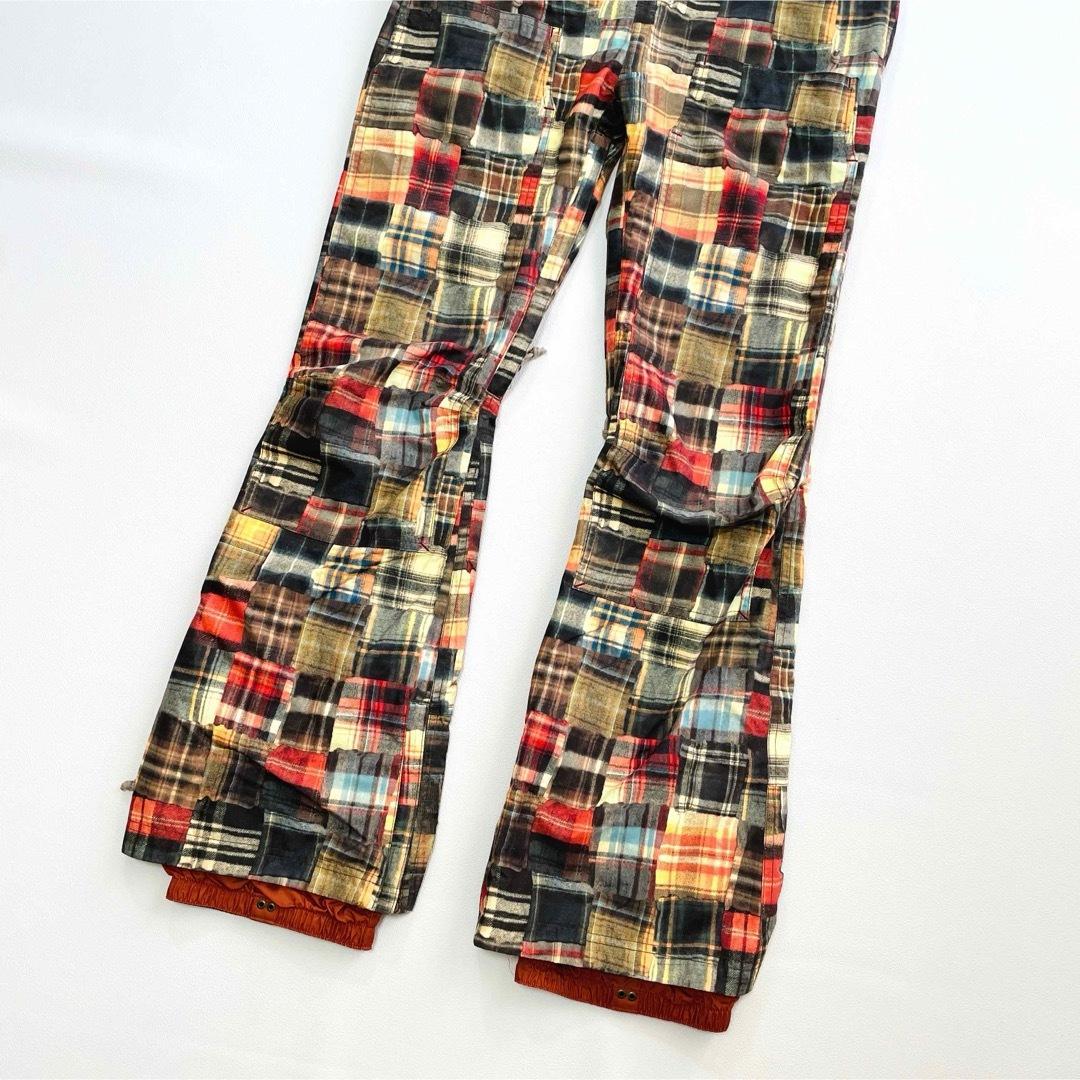 6646 バートン　ビブパンツ　パッチワーク柄　つなぎ　スノーボード レディース