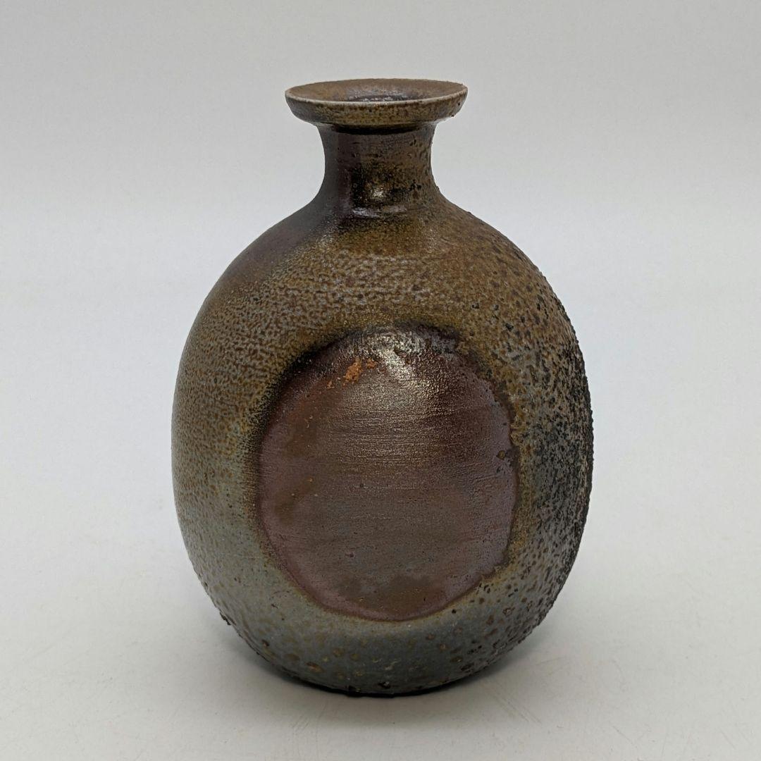 藤本道生 備前焼 ゴマ窯変徳利&虹彩ぐい呑 共箱共布 酒器 とっくり 酒盃 酒杯