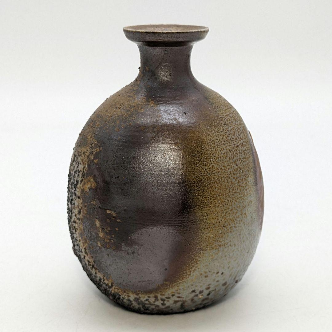 藤本道生 備前焼 ゴマ窯変徳利&虹彩ぐい呑 共箱共布 酒器 とっくり 酒盃 酒杯