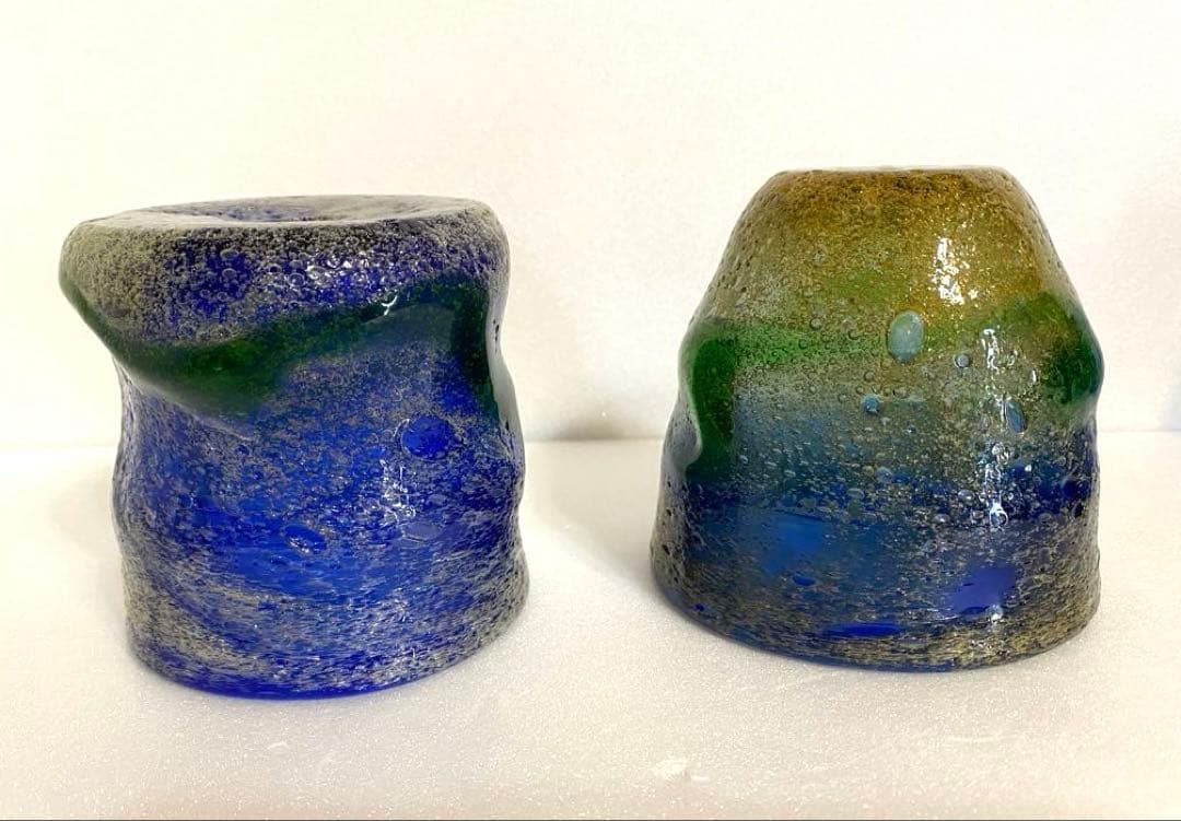 琉球ガラス　稲嶺盛吉グラス　刻印あり2個セット