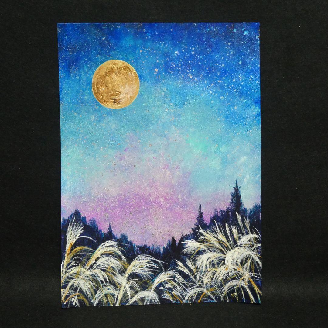 油絵 油彩 油彩画 絵画【星空の満月】