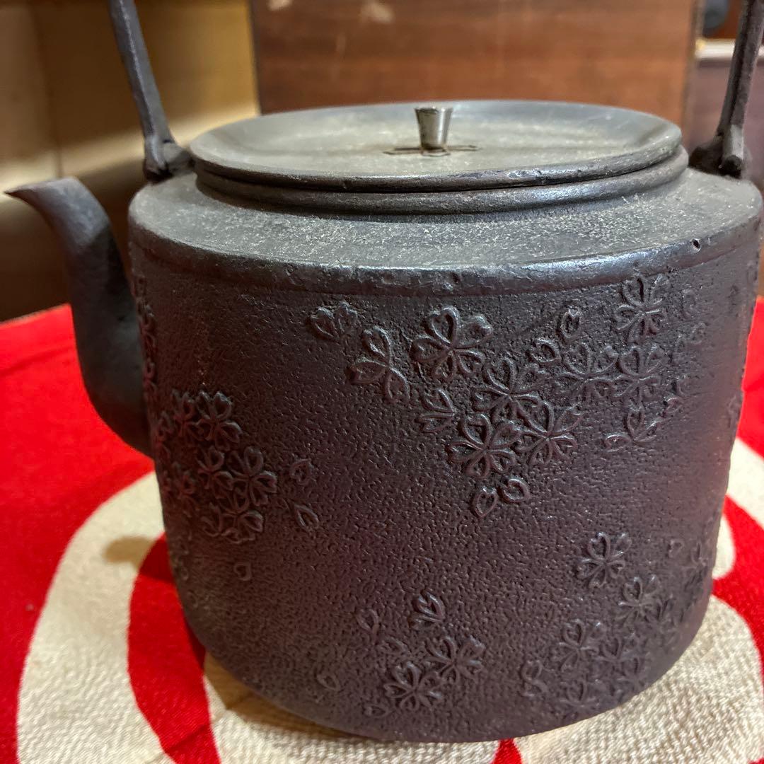 茶道具　アンティーク／南部鉄器　鳳文堂造　南蛮船と波千鳥(^^)