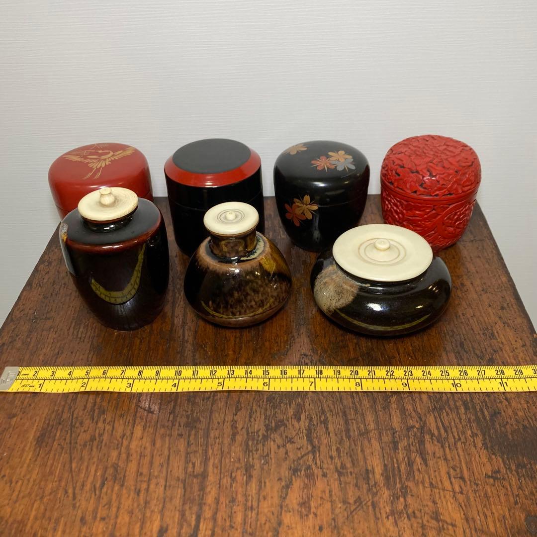 茶道具 棗 茶器 茶容器 漆器 堆朱 蒔絵 ジャンク7点 おまとめ
