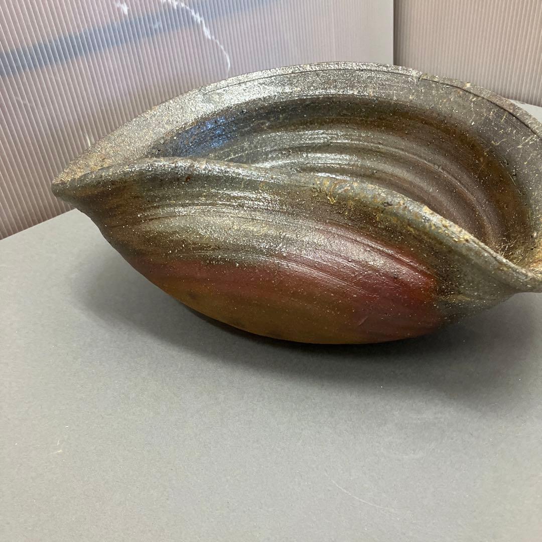 骨董品　茶道具　古常滑焼￼菓子鉢　時代箱　背景キズ　S203HI