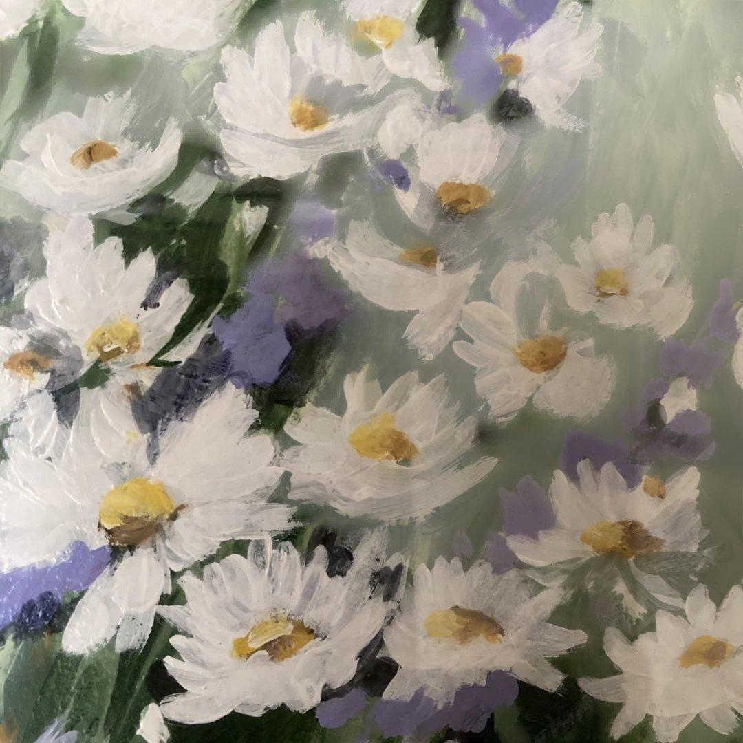 『マーガレットと藤の花』油彩（鑑定書あり）