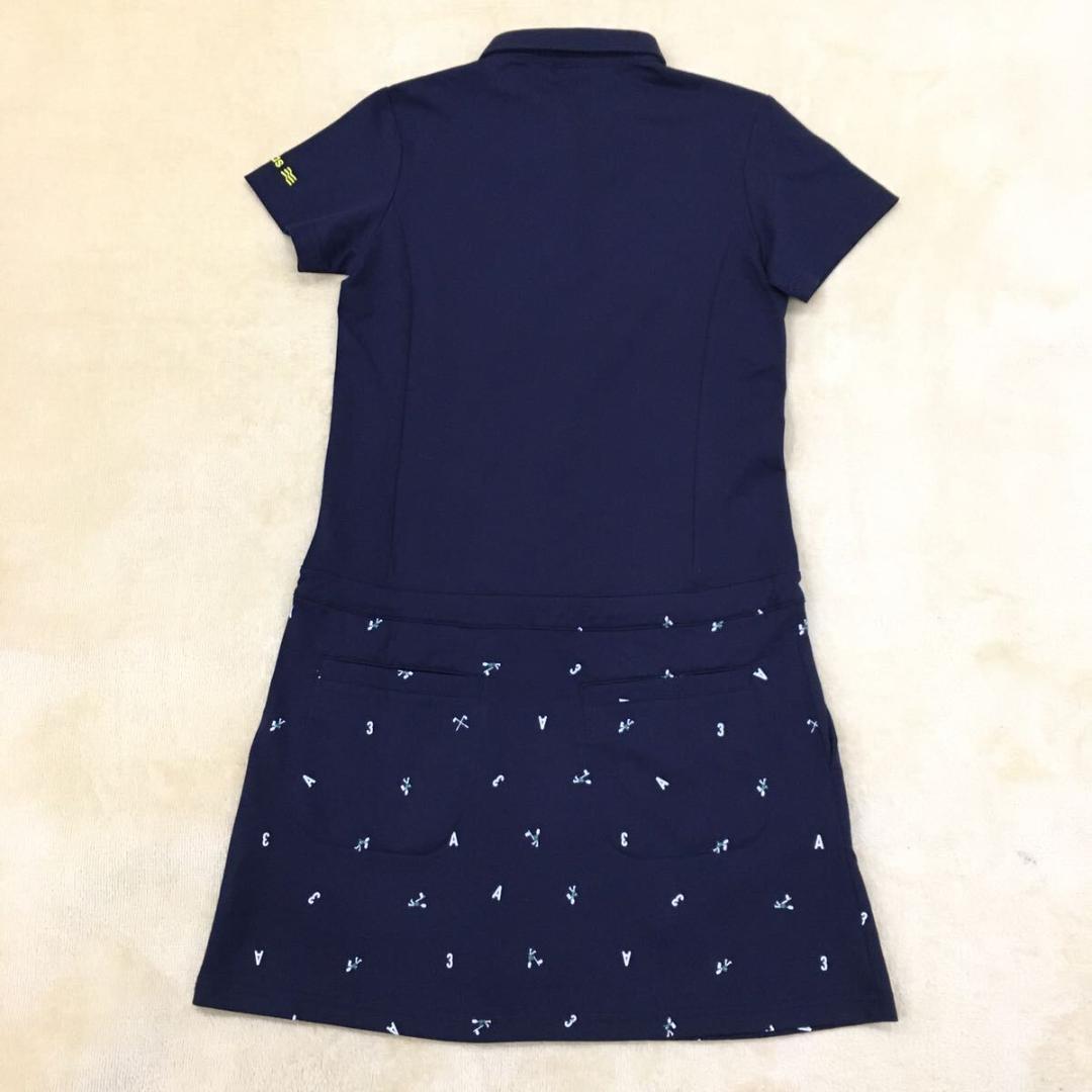 アディダス ゴルフウェア ワンピース レディース S 紺色 UVカット タグ付き