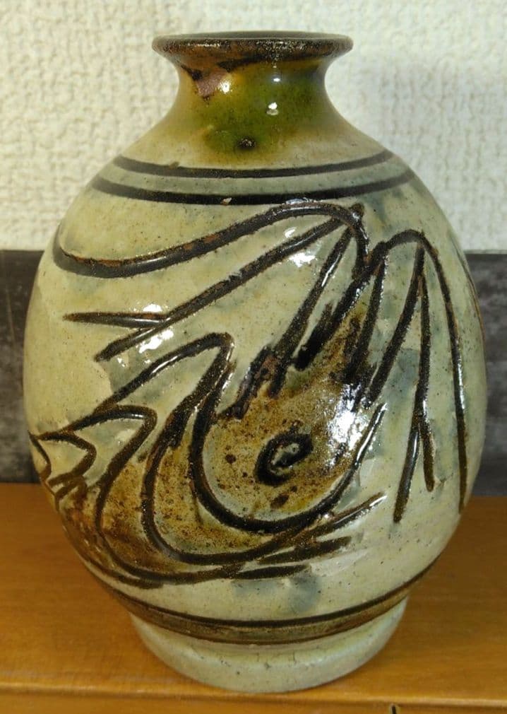 希少‼人間国宝 金城次郎 海老徳利 栞 共箱 美品 壺屋焼 壷屋焼 海老紋徳利