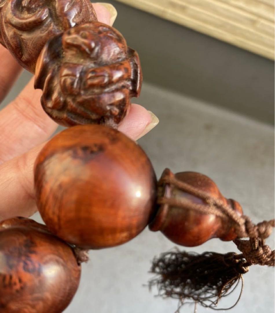 中国美術  十二支手彫 念珠  材質不明 贵重  唐物