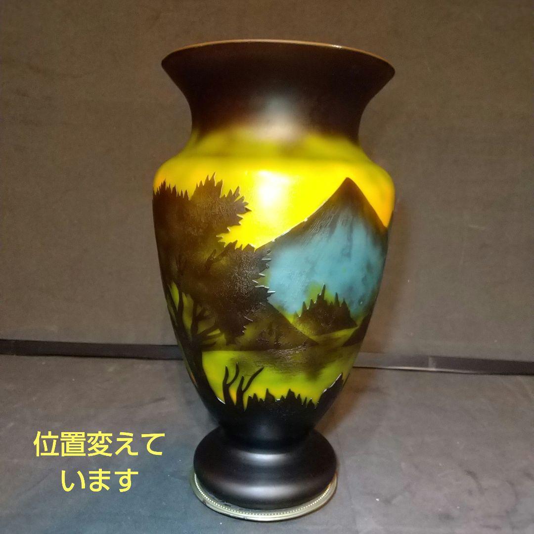 エミ―ルガレ 風景図 花瓶 アンティーク 被せガラス 西洋美術 ガラス工芸品