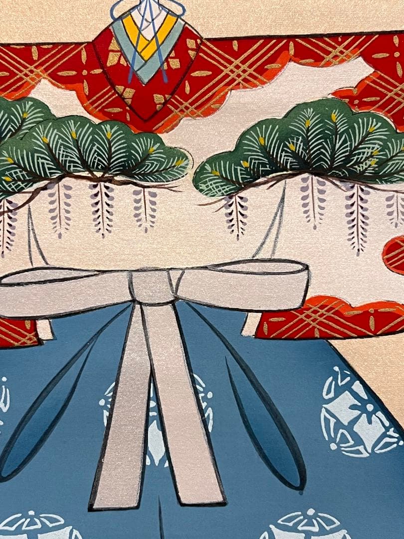 国井道成 掛け軸 掛軸『立雛』 絹本 雛祭り ひな祭り 日本画国井幸雪師事 直筆