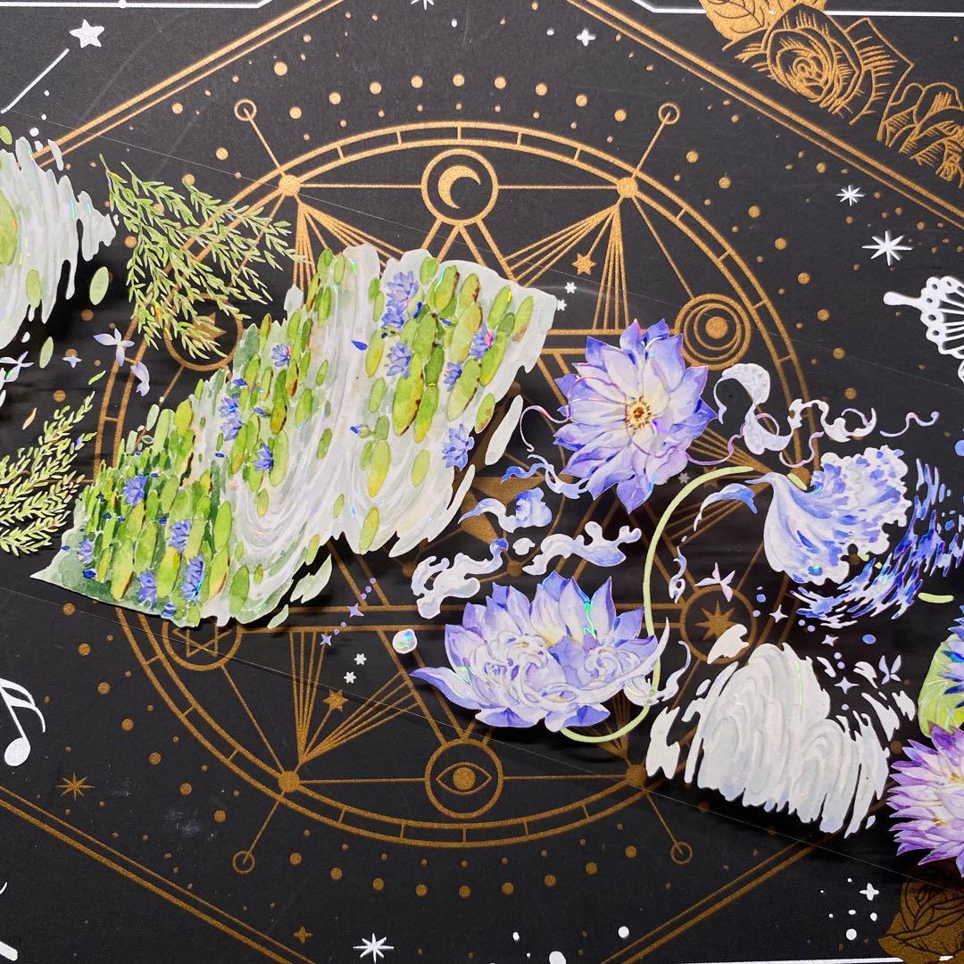 【9152】海外　マスキングテープ　中古巻　貝殻光ハス　波紋水紋　装飾系残量多め