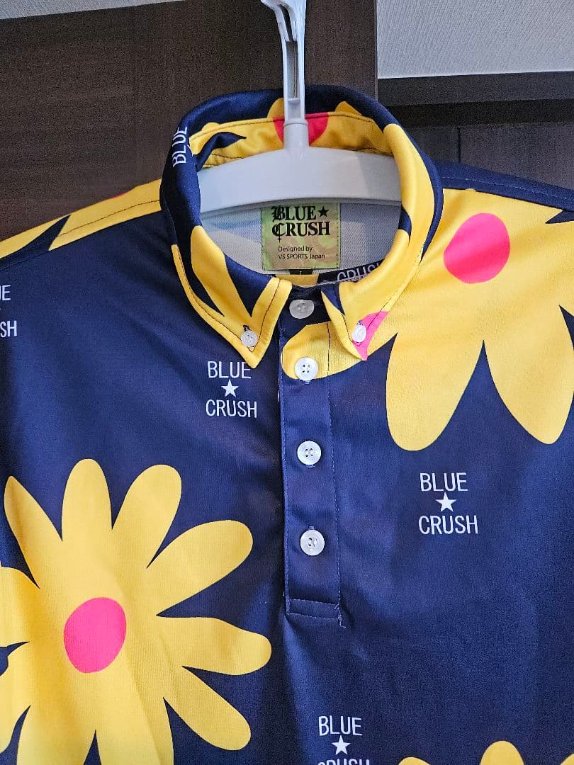 BLUE CRUSH 花柄ポロシャツ ネイビー/イエロー　２点セット