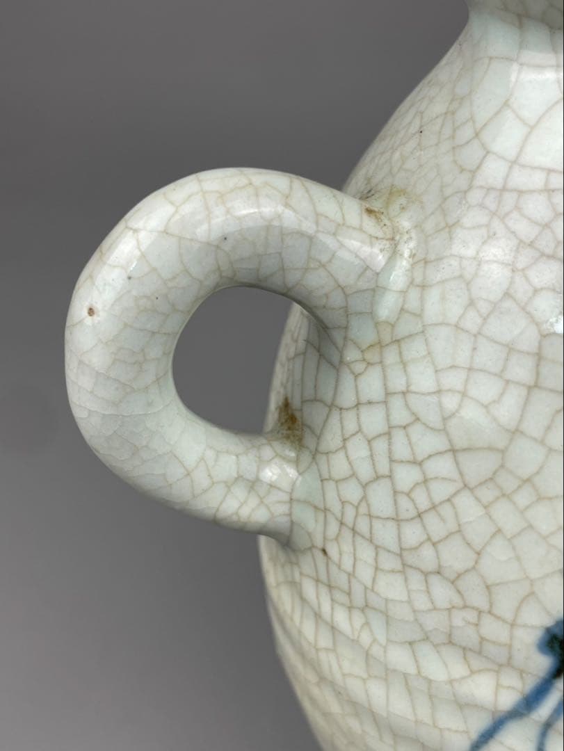 李朝 油注瓶 水注 朝鮮陶磁器 白磁 染付 蔓草文様 古染付 時代物 朝鮮陶器