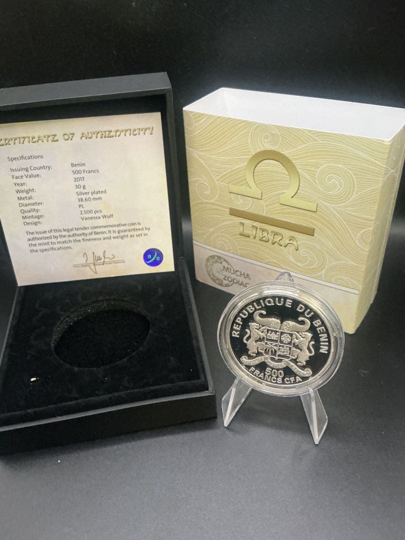 ミュシャ × 黄道十二宮 ―天秤座、Libra　銀メッキ付き白銅貨