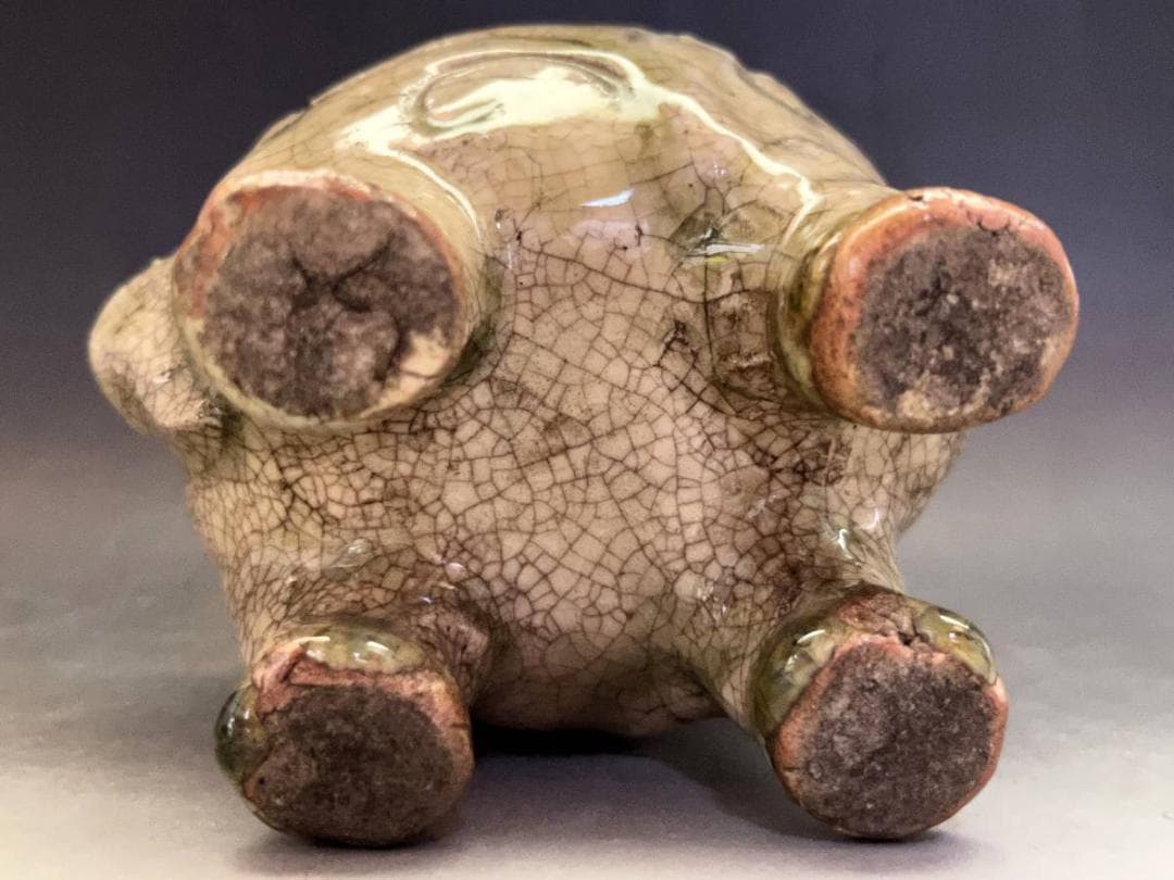 香炉■古い獅子香炉 (江戸期) 透かし獅子頭火屋 古陶器 四つ足 時代物 骨董■