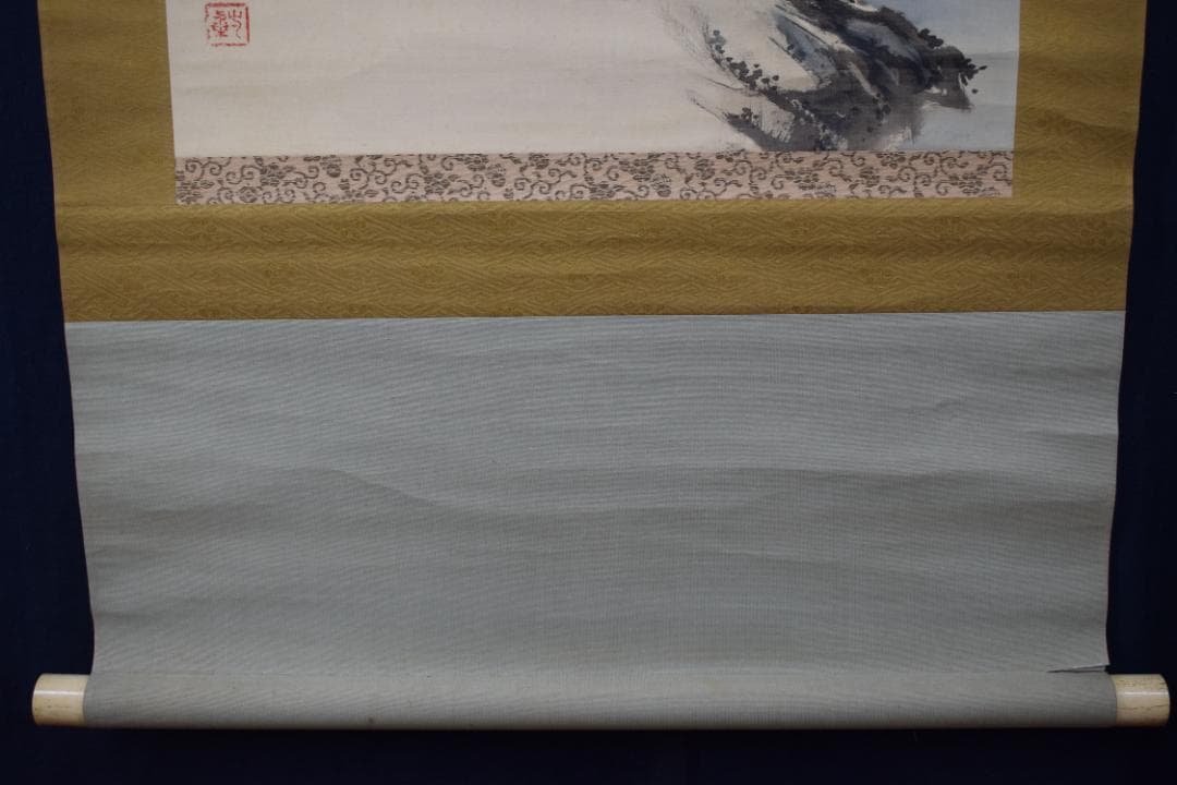 【真作】田中一華/秋山帰樵図/秋景山水人物図/掛軸☆宝船☆Y-744　JM