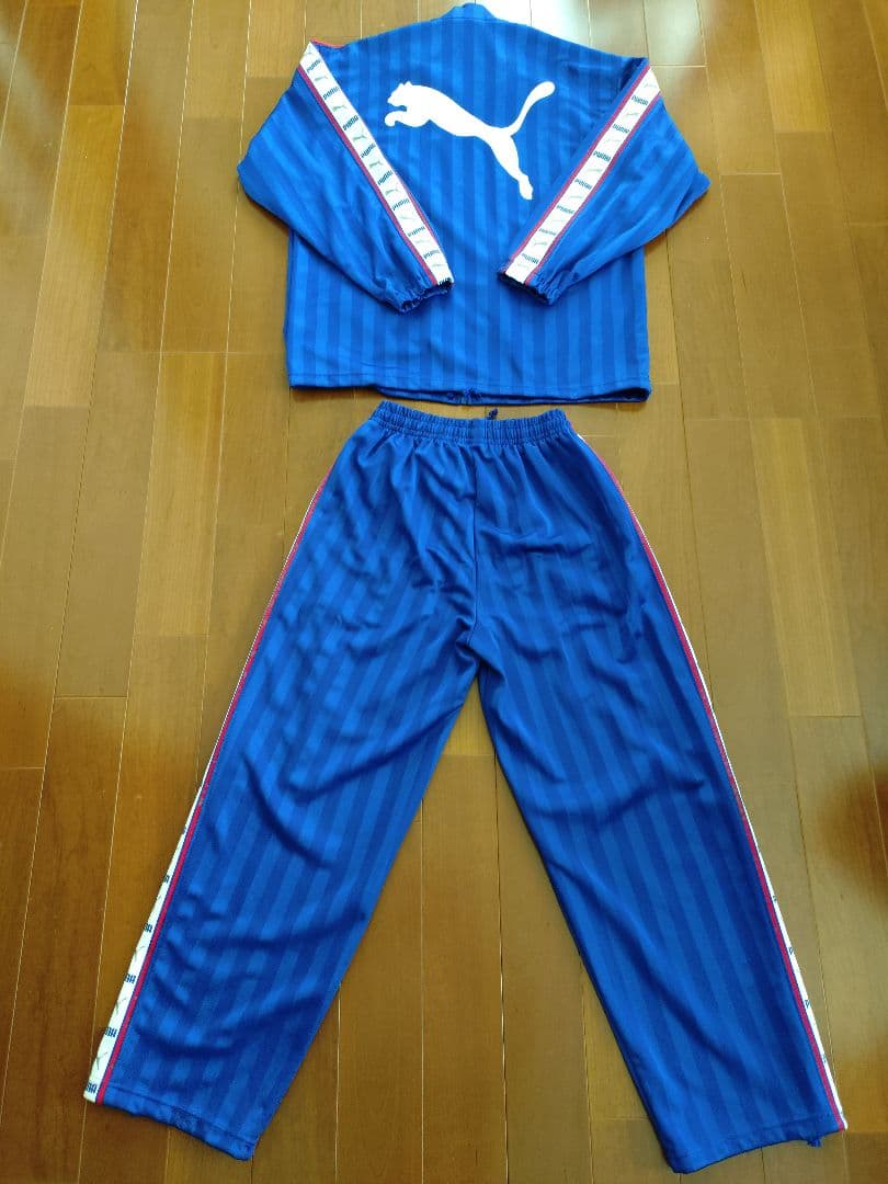 PUMA ジャージ上下セットアップ 青 ストライプ Mサイズ 美品