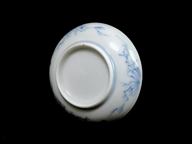 古伊万里　染付　笛吹童子に牛の図　豆皿　C873AS-BWn