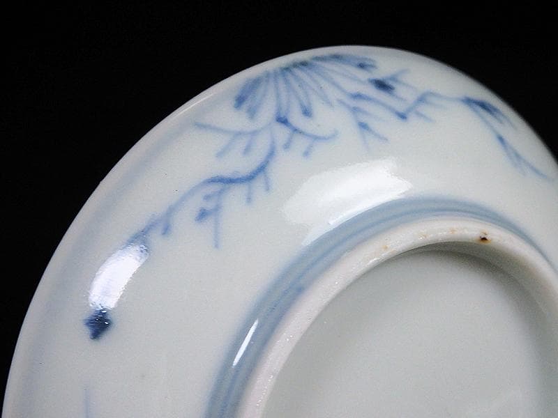 古伊万里　染付　笛吹童子に牛の図　豆皿　C873AS-BWn