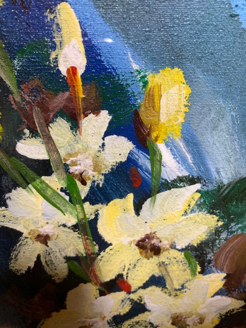 バリの絵画　ウブド　花 　油絵