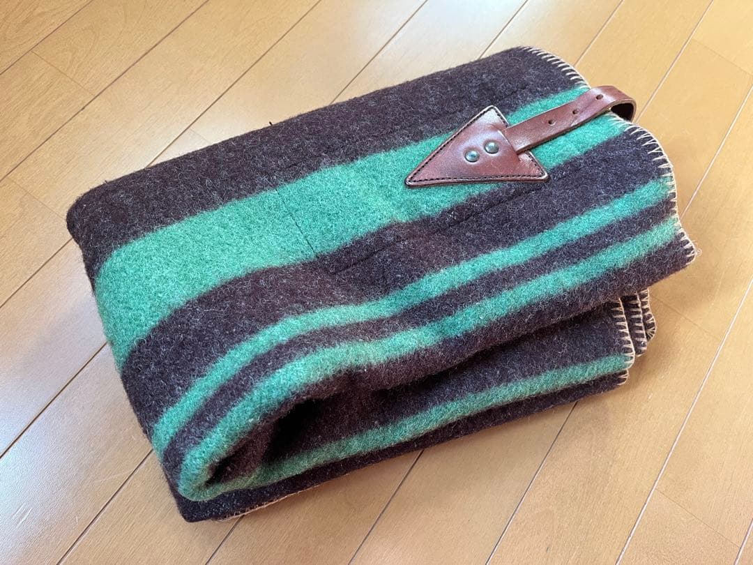 ⭕️マウンテンリサーチ　ベルト付ハーフサイズブランケット　ブラウンxグリーン