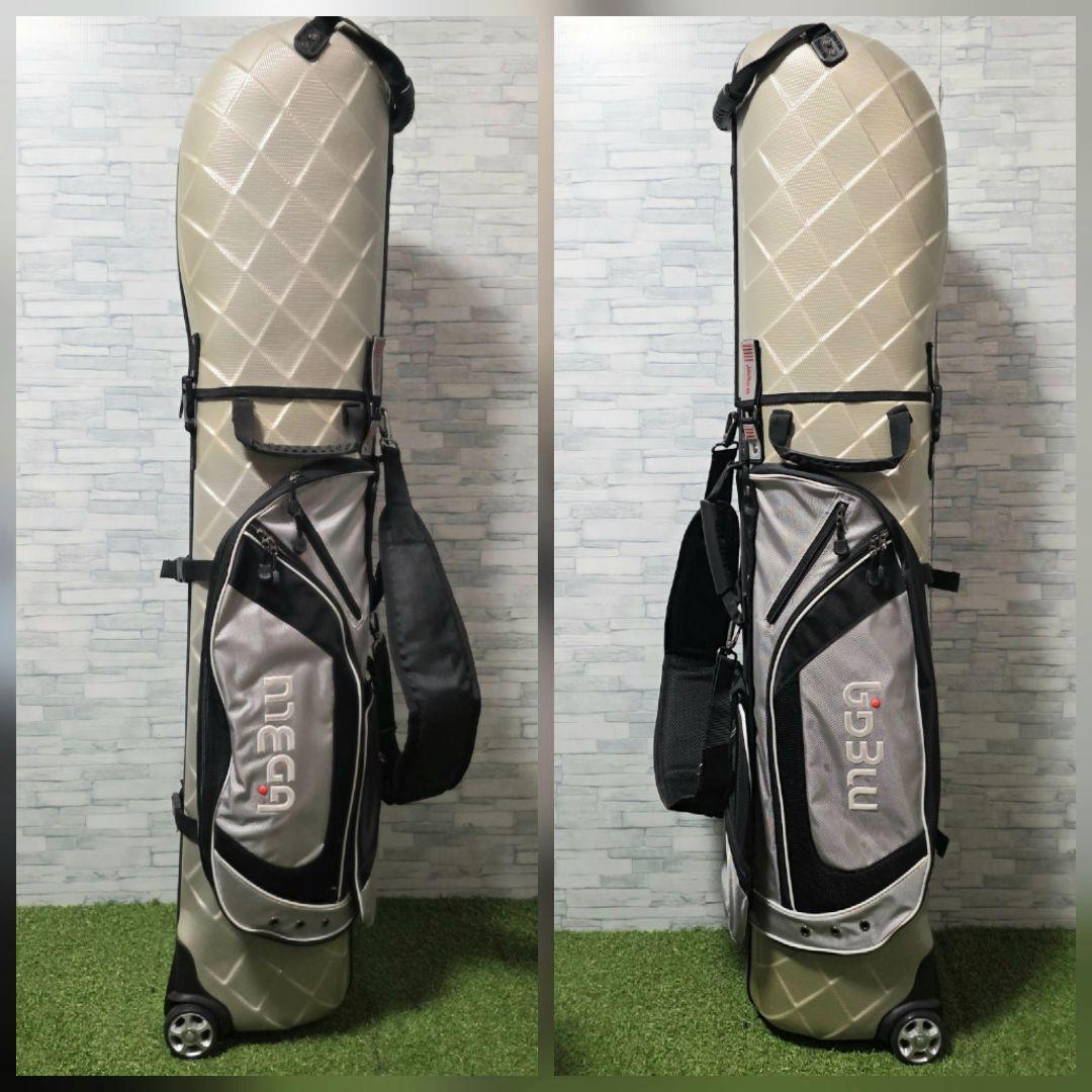 極美品 MEGA GOLF キャスター付 ハードケース キャディバッグ グレー