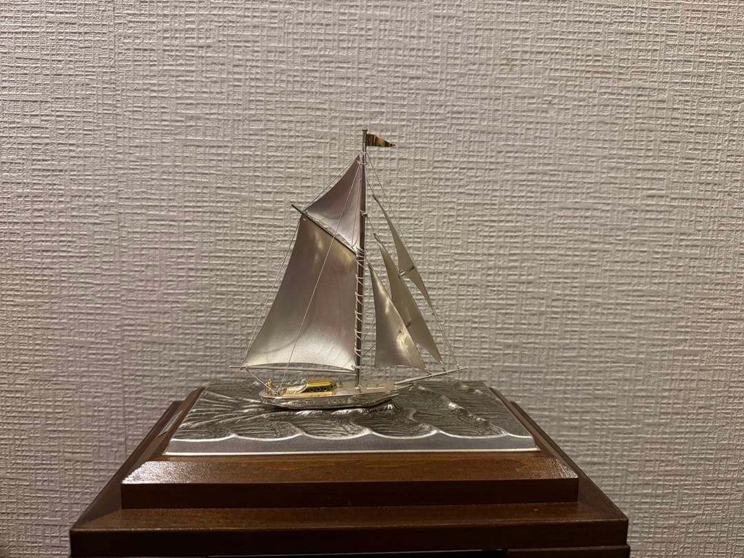 送料無料　関武比古　シルバー985刻印　帆船　置物　silver985
