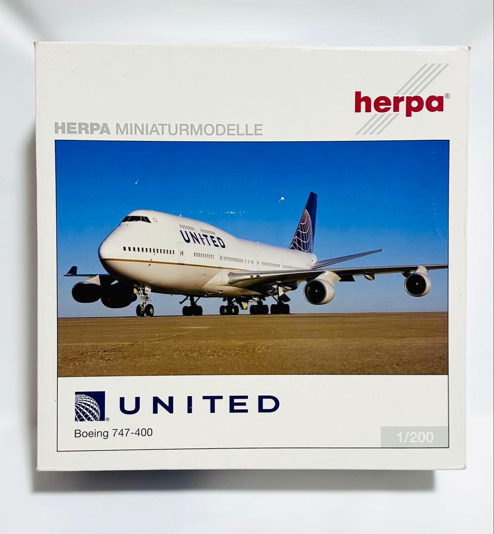 航空機・ヘリコプター Herpa 1/200 United Airlines B747-400