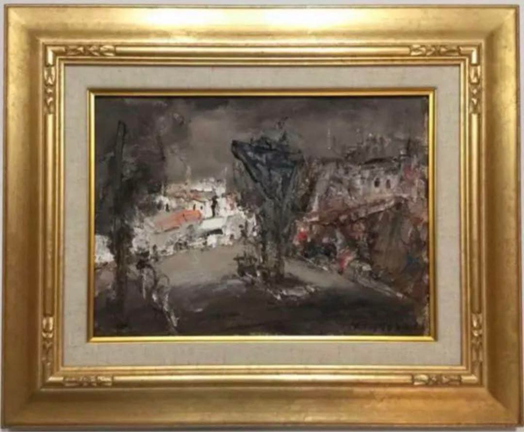 絵画・額縁・油絵・友成 晴雄・新品未使用・並木道・美術品・インテリア・雑貨