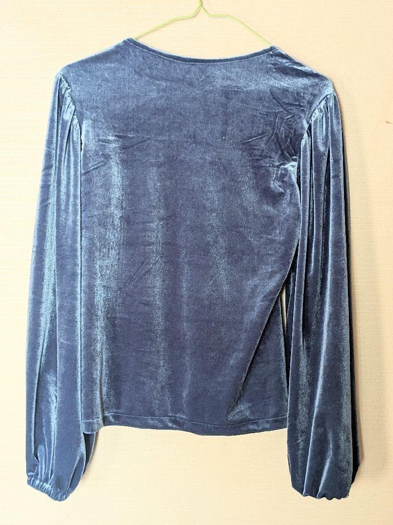 ブラウス　フラメンコ衣装　ストレッチ　ブルー LL〜大きめサイズ