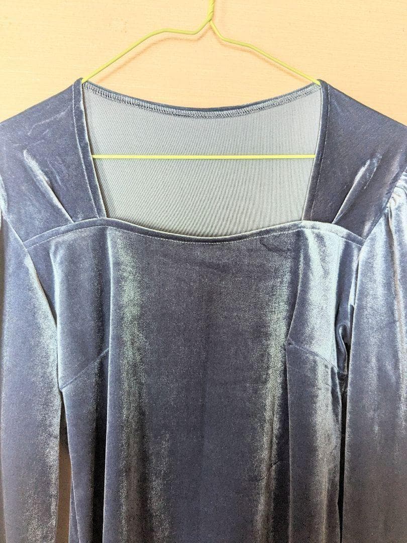 ブラウス　フラメンコ衣装　ストレッチ　ブルー LL〜大きめサイズ