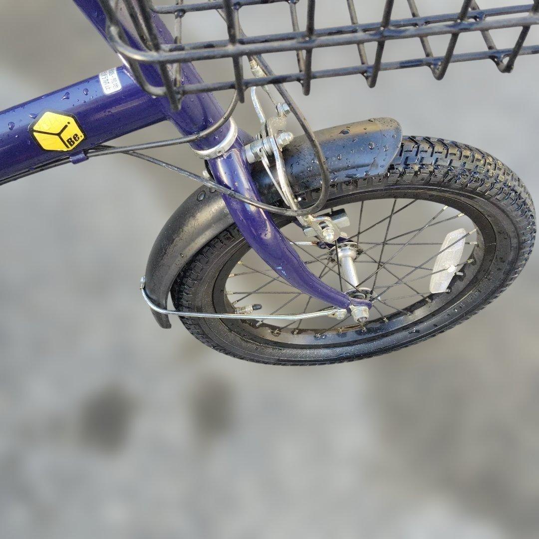 折りたたみ自転車 パープル 前面バスケット付き