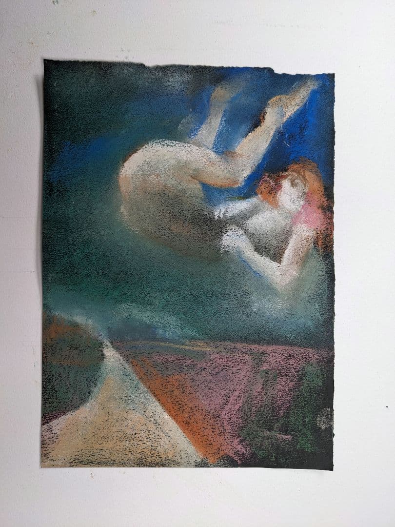 パステル画 女性の裸体 A4サイズ