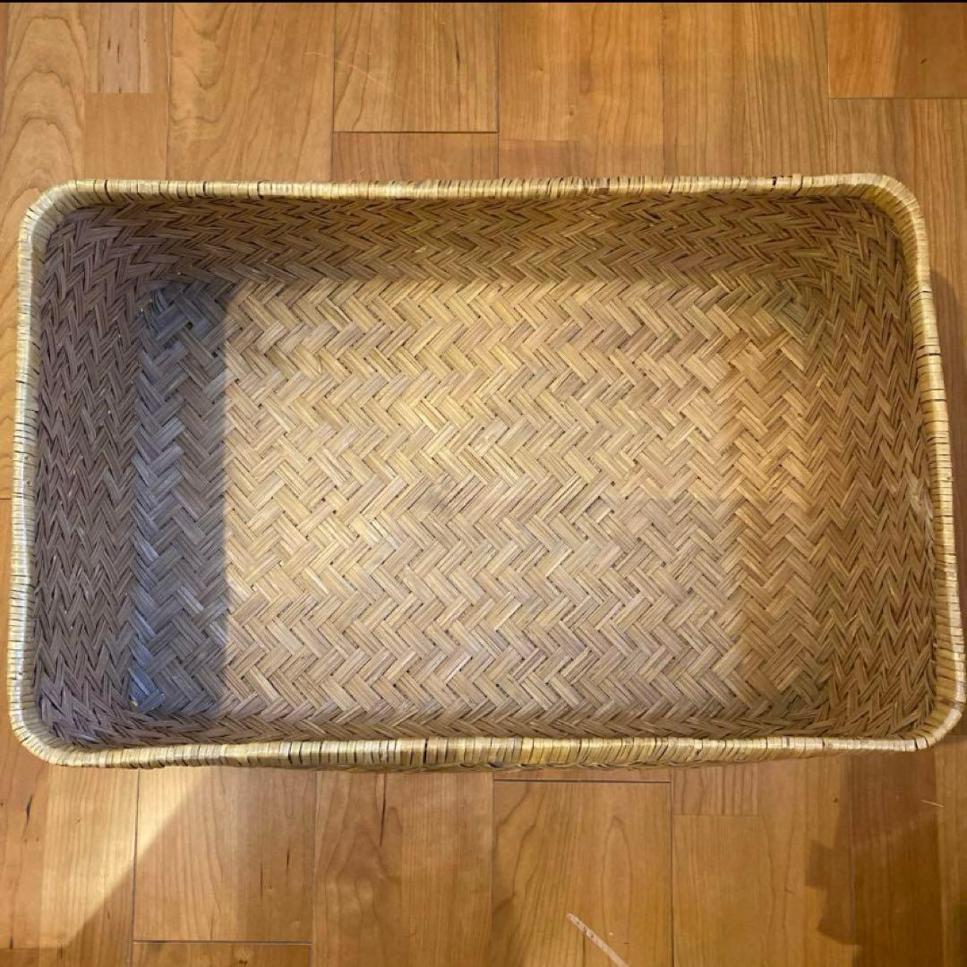 ③ 【最終価格】竹行李 柳ごおり昭和レトロ 竹細工 大籠 箪笥カゴ 受け座のみ