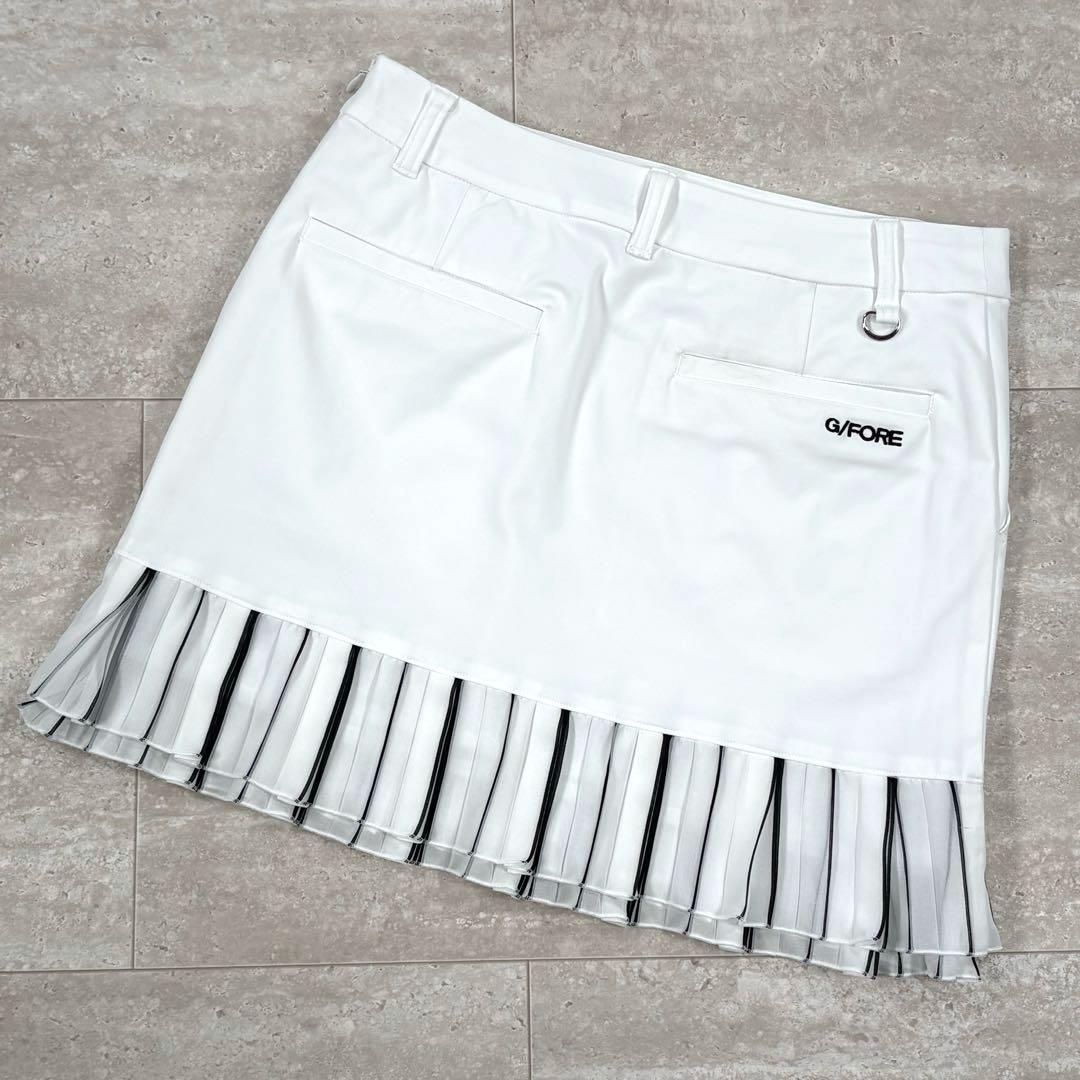 ジーフォア　G/FORE スカート　ロゴ刺繍　裾フリル　裾シフォン　38 M