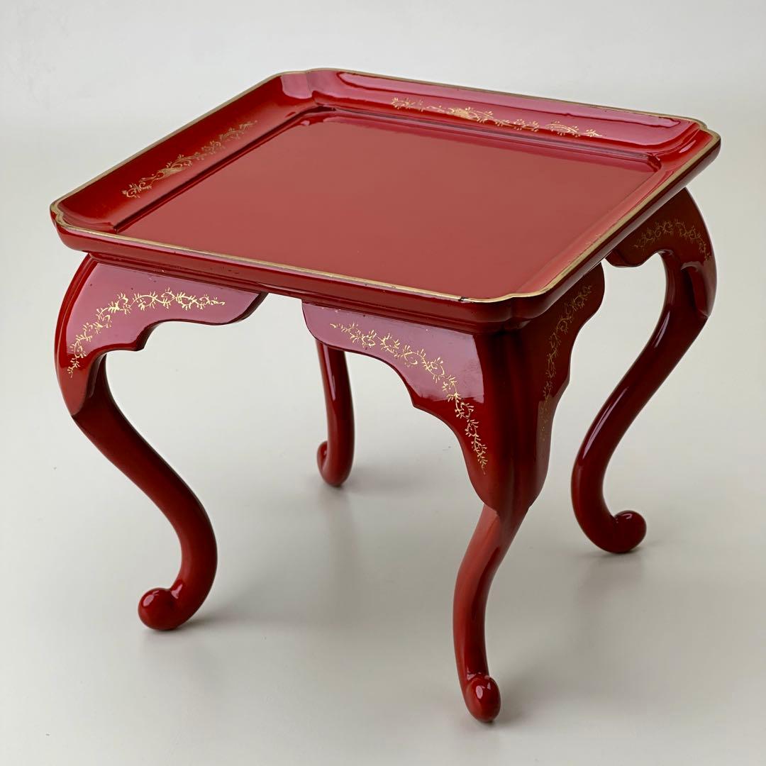 江戸期　朱漆脚付お膳台・供物台　元治元年箱書 骨董品　アンティーク
