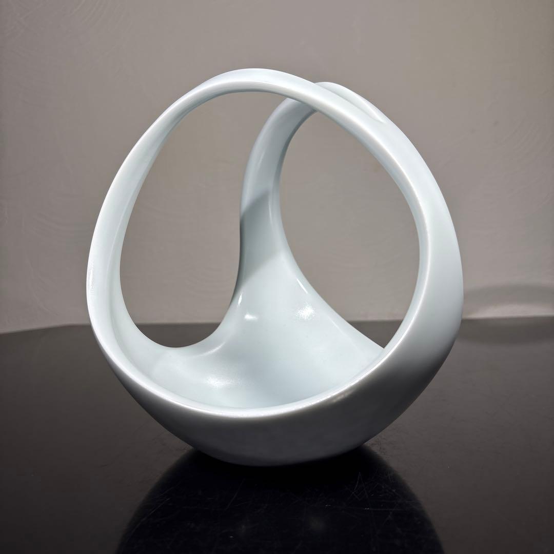 真作　人間国宝　前田昭博　白瓷手付鉢