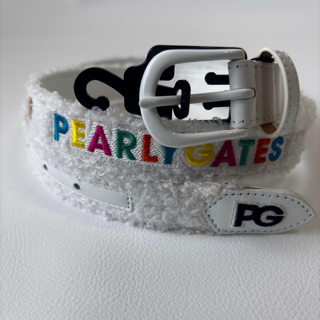 【新品】PEARLY GATES　ゴルフベルト　ホワイト　刺繍ロゴ　ユニセックス