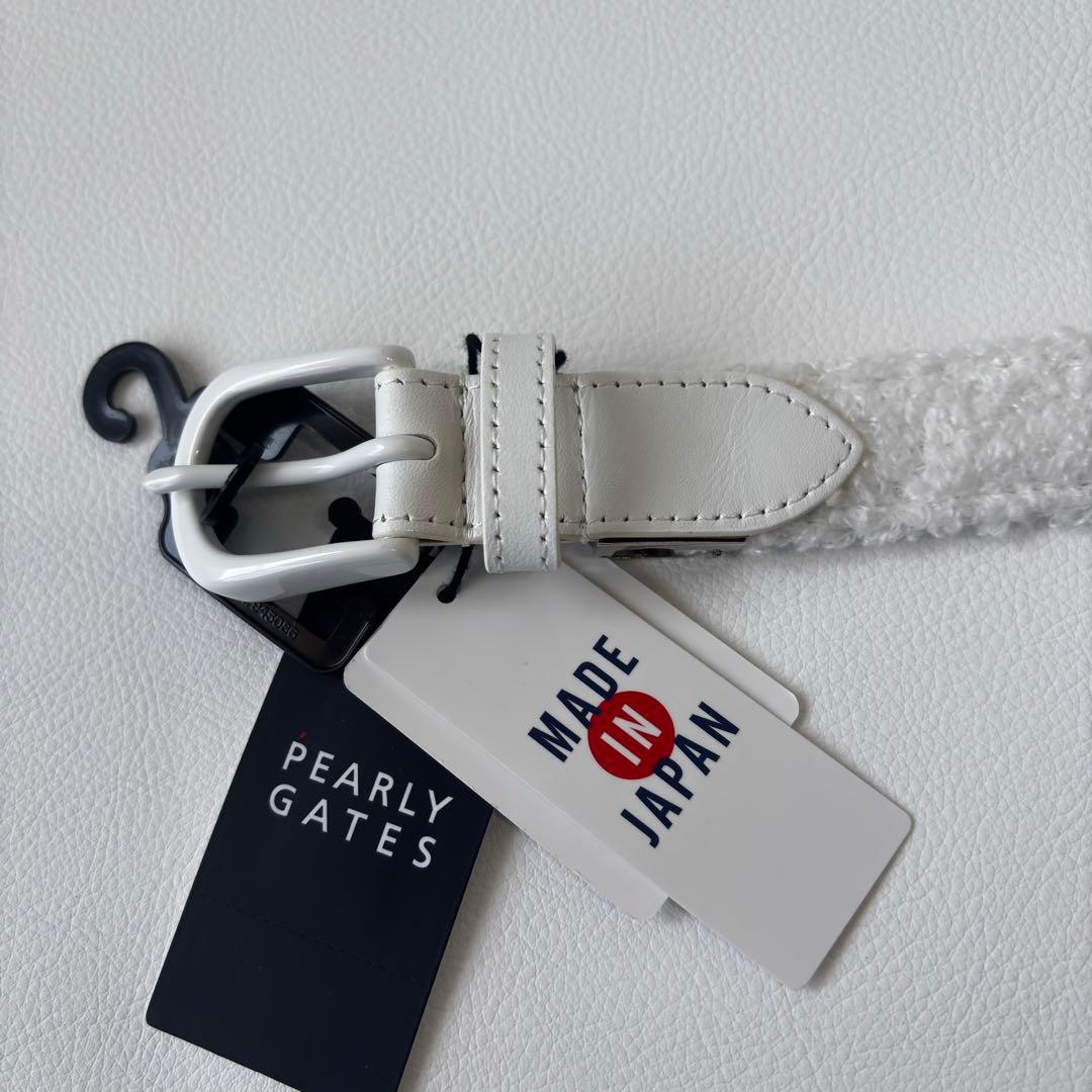 【新品】PEARLY GATES　ゴルフベルト　ホワイト　刺繍ロゴ　ユニセックス