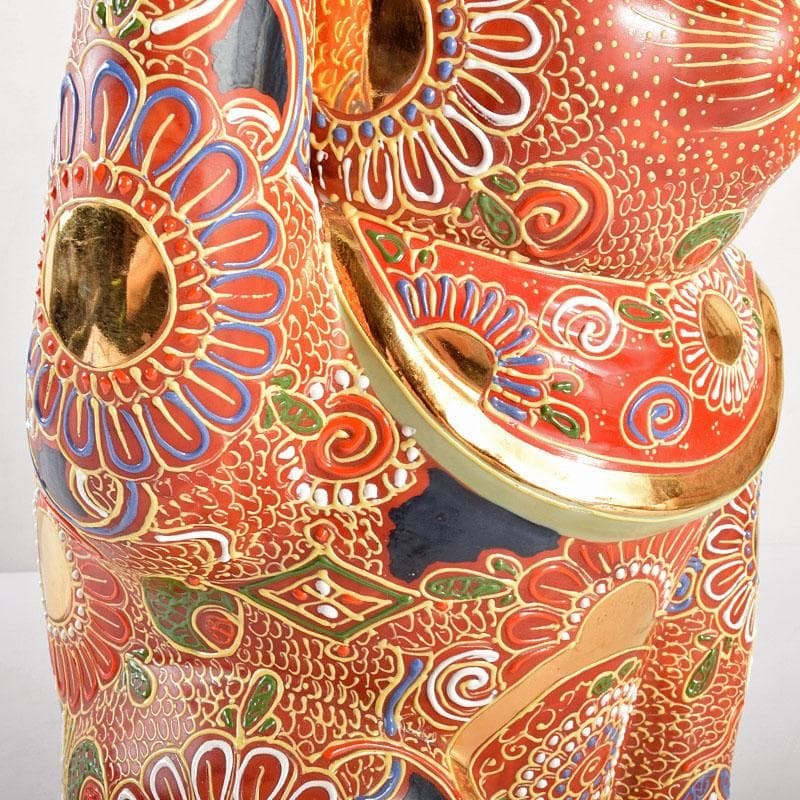 とらさん　九谷焼　色絵金彩　招き猫　置物　縁起物　在銘　F　R4990B