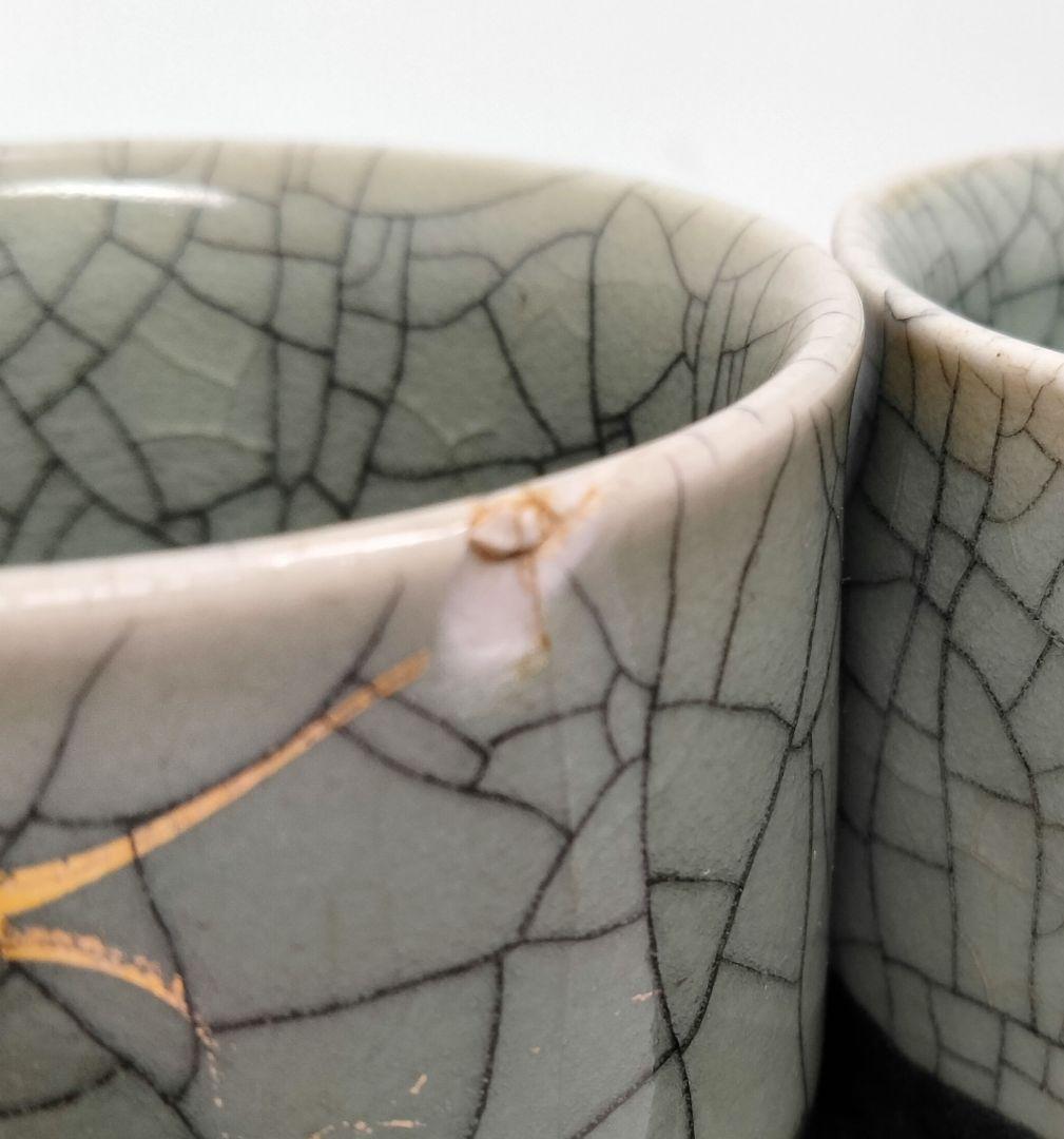 Ｕ154 相馬焼 湯呑 全6点 古相馬 走り馬 跳ね馬 高級時代煎茶道具 FF