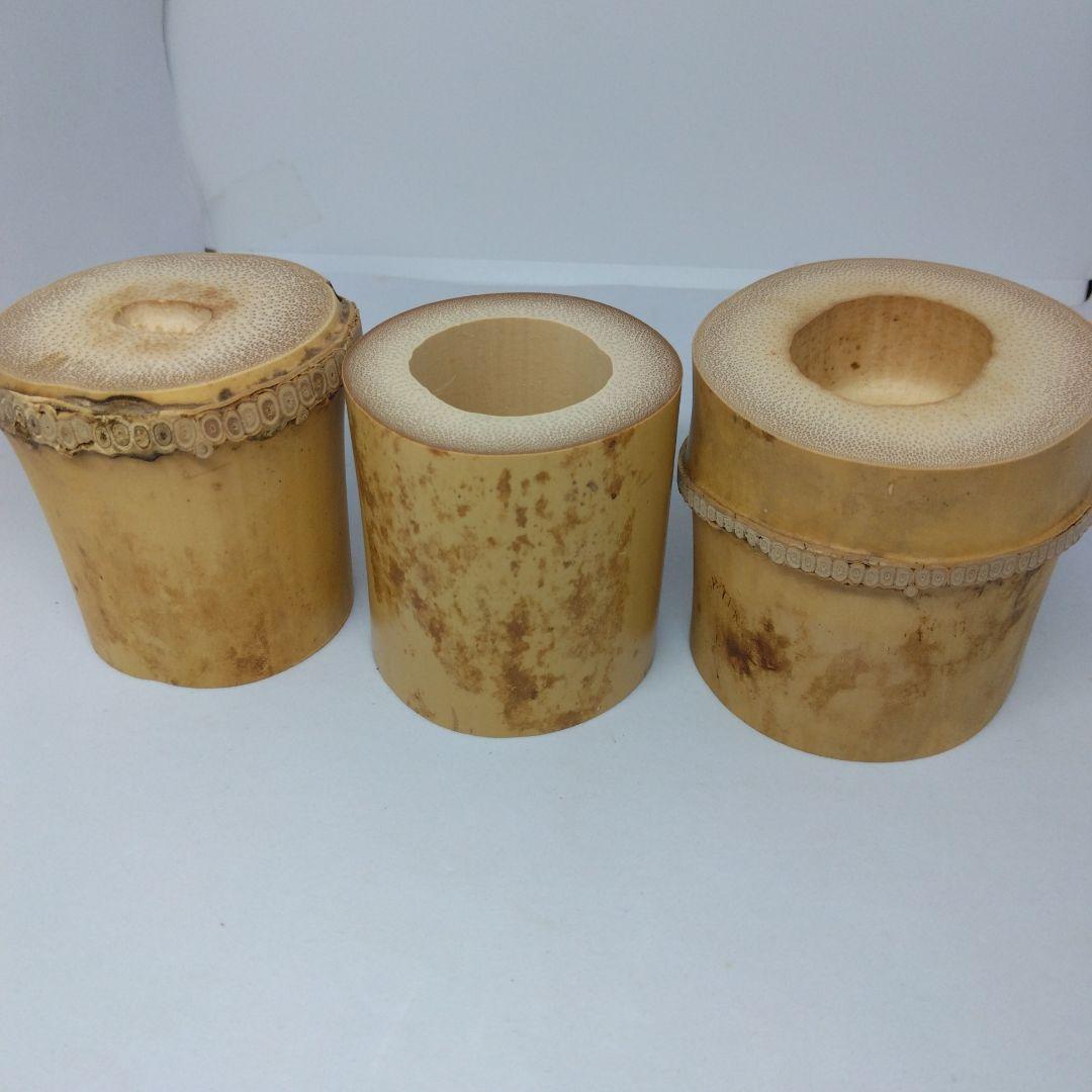 小林太玄書付花押 竹蓋置 風炉 炉 吹抜 三ツ組 共箱 影林宗篤 作 茶道具