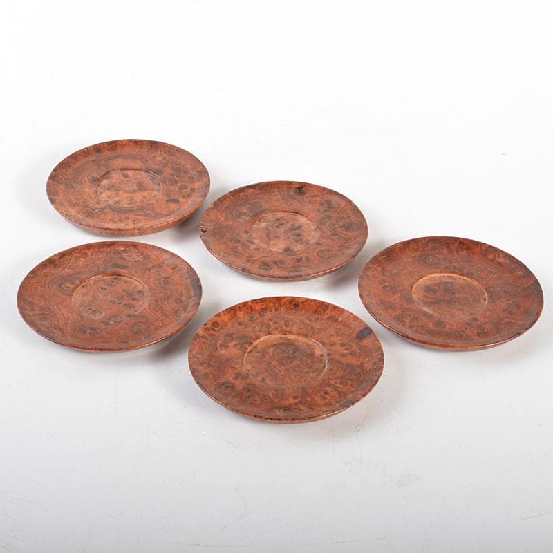 中国　花梨葡萄木瘤木　茶托　五客　煎茶道具　M　R6739E