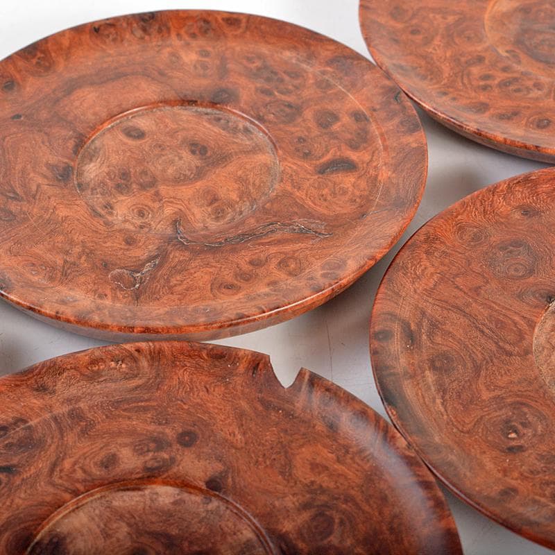 中国　花梨葡萄木瘤木　茶托　五客　煎茶道具　M　R6739E