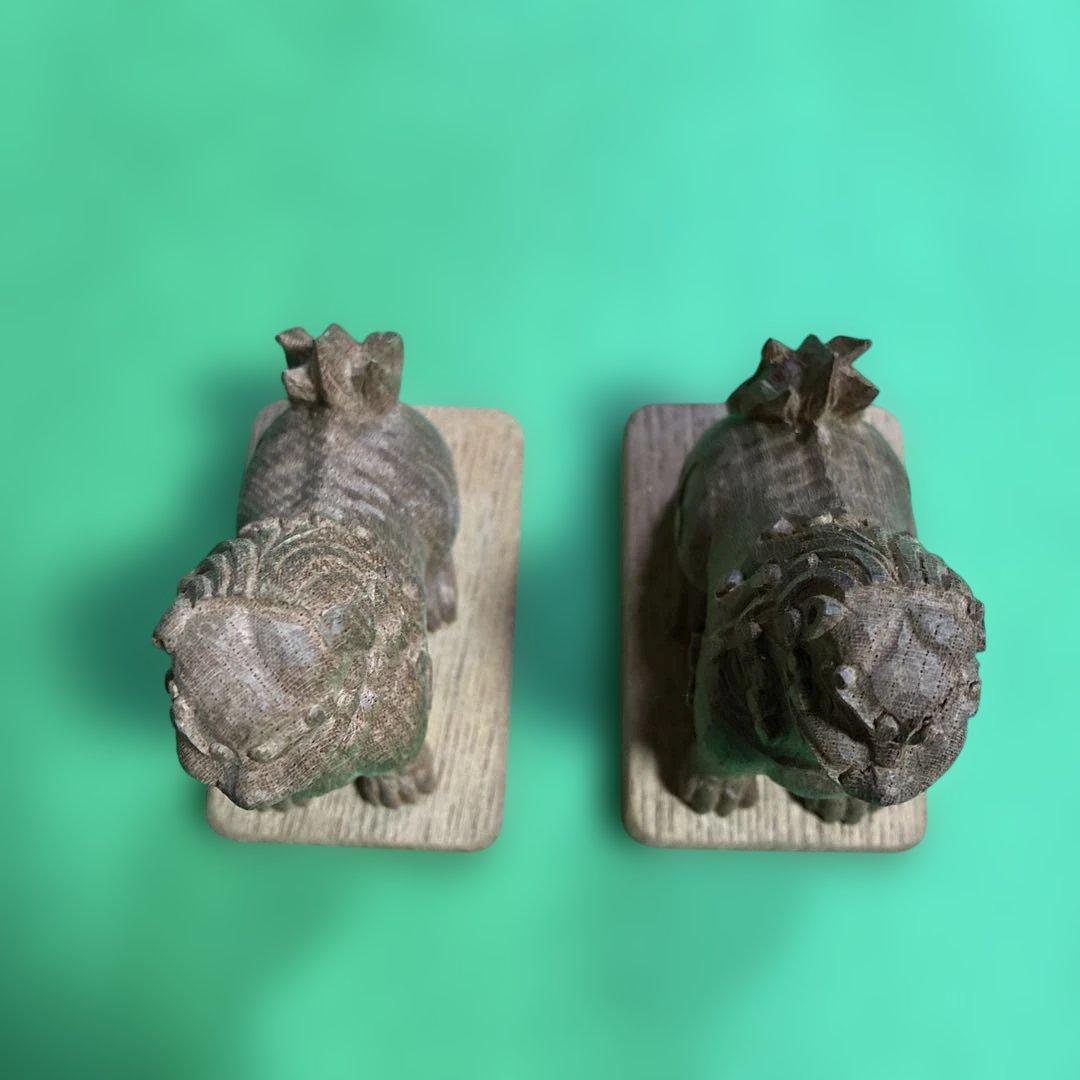 ③ 狛犬　彫り物（けやき材）木製　左右一対