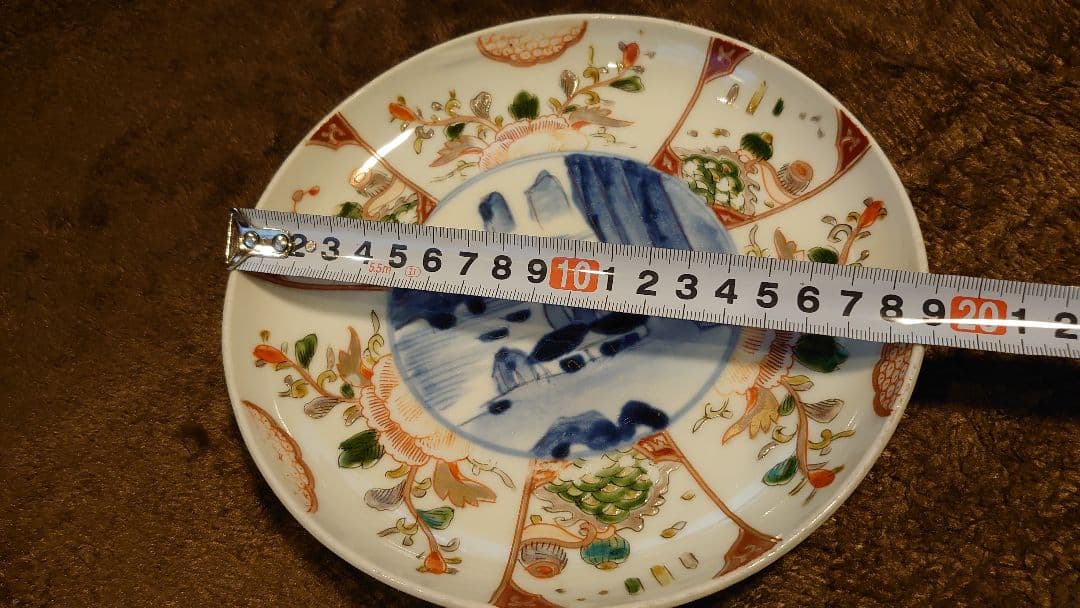 古伊万里　伊万里焼　色絵　山水画　菓子皿　蔵出し　１客