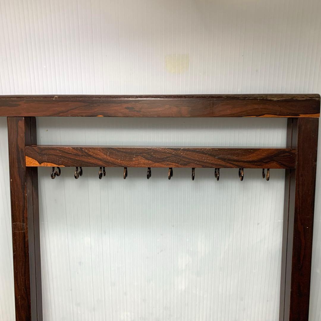 書道具 縞黒檀 唐木筆掛け 衣桁型 20本掛 古玩民具 習字